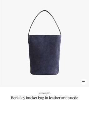 JCREW Berkeley Suede Bucket Bag in Deep Navy LEATHER AND SUEDE